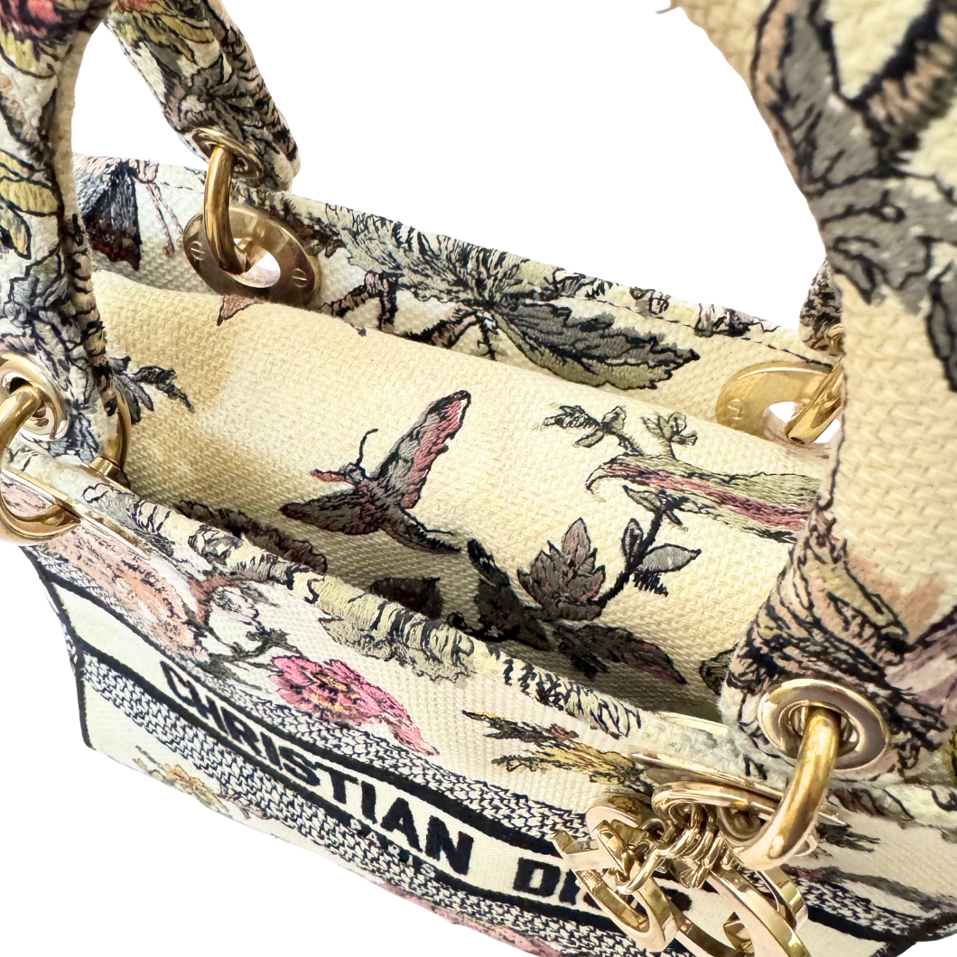 Christian Dior Lady D-Lite Bag in Ivory Floral Embroidery