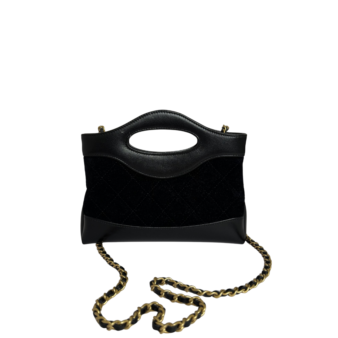Chanel 31 Mini Shopping Bag in Black Velvet and Lambskin