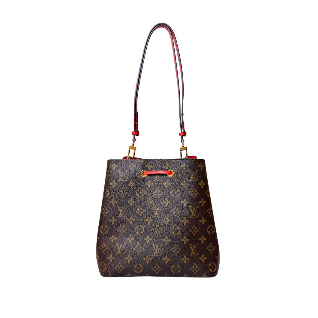Louis Vuitton NéoNoé Bucket Bag in Monogram with Red