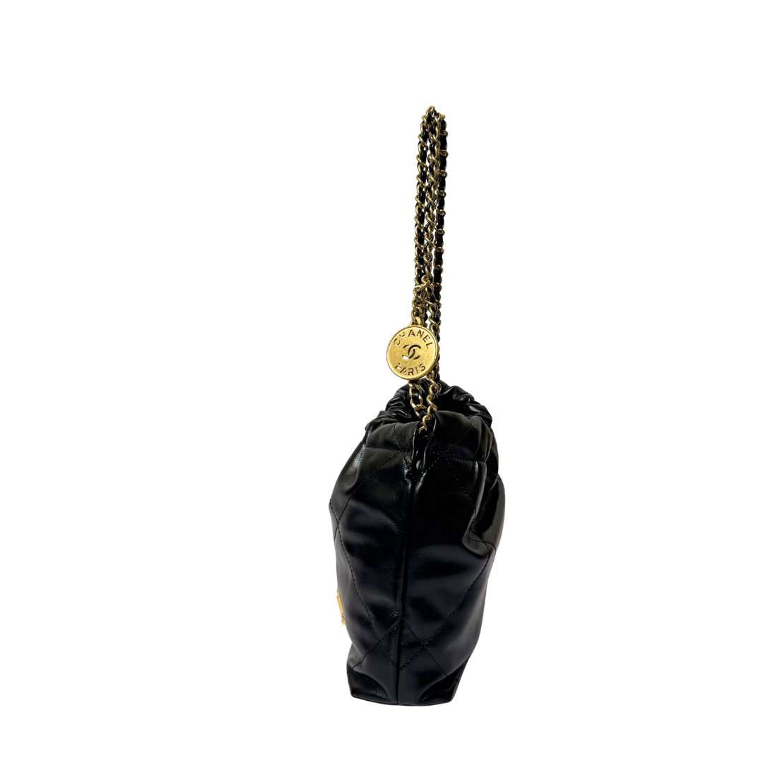 Chanel 22 Mini Bag in Black Calfskin Leather