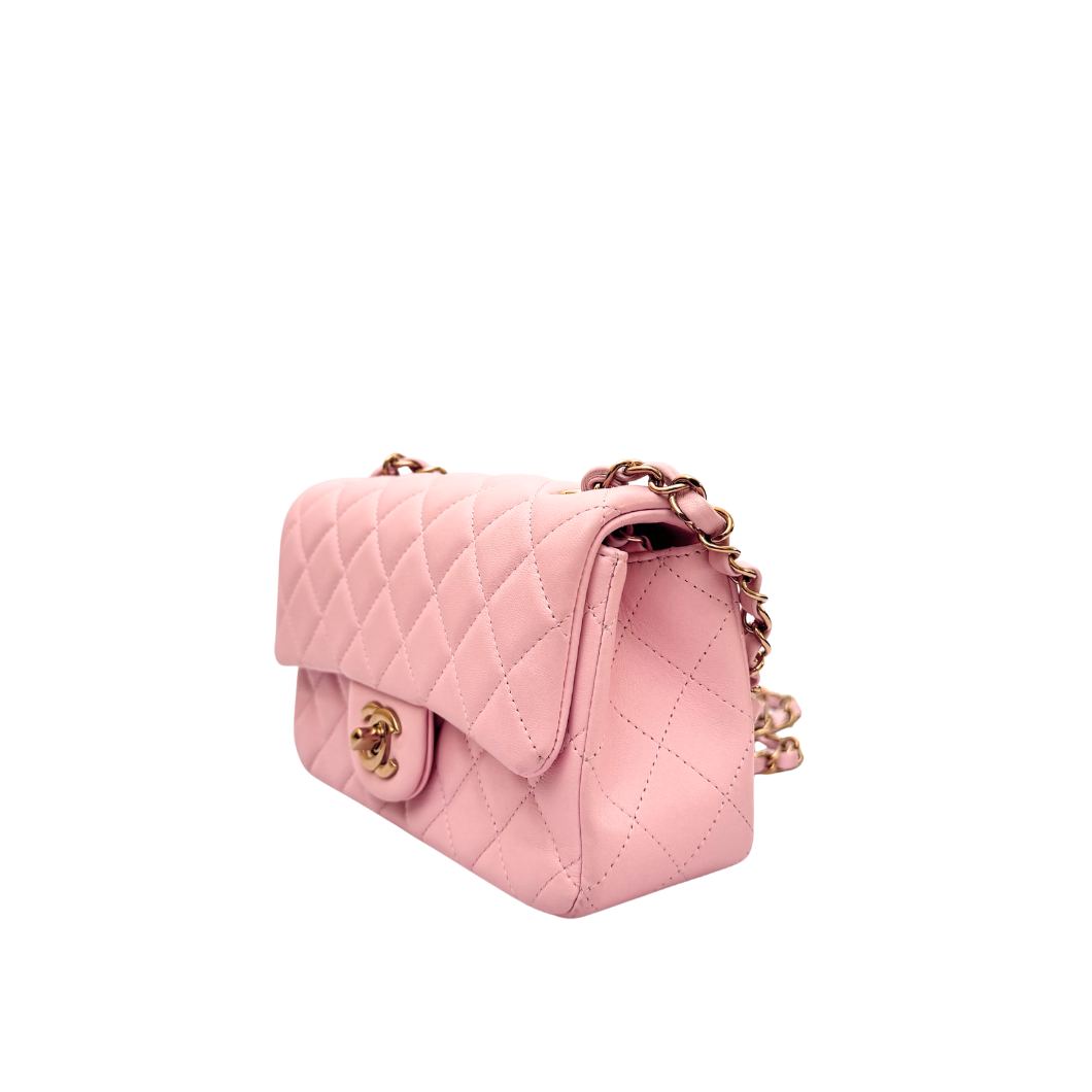Chanel 21P Rose Dragée Mini Rectangular Flap Bag