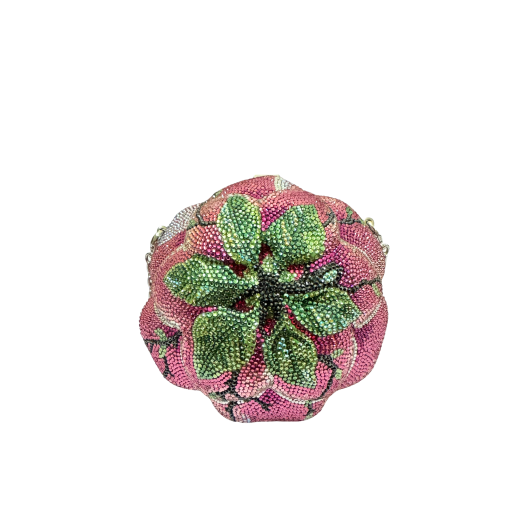 Judith Leiber Flower Minaudière Clutch in Rose Crystal