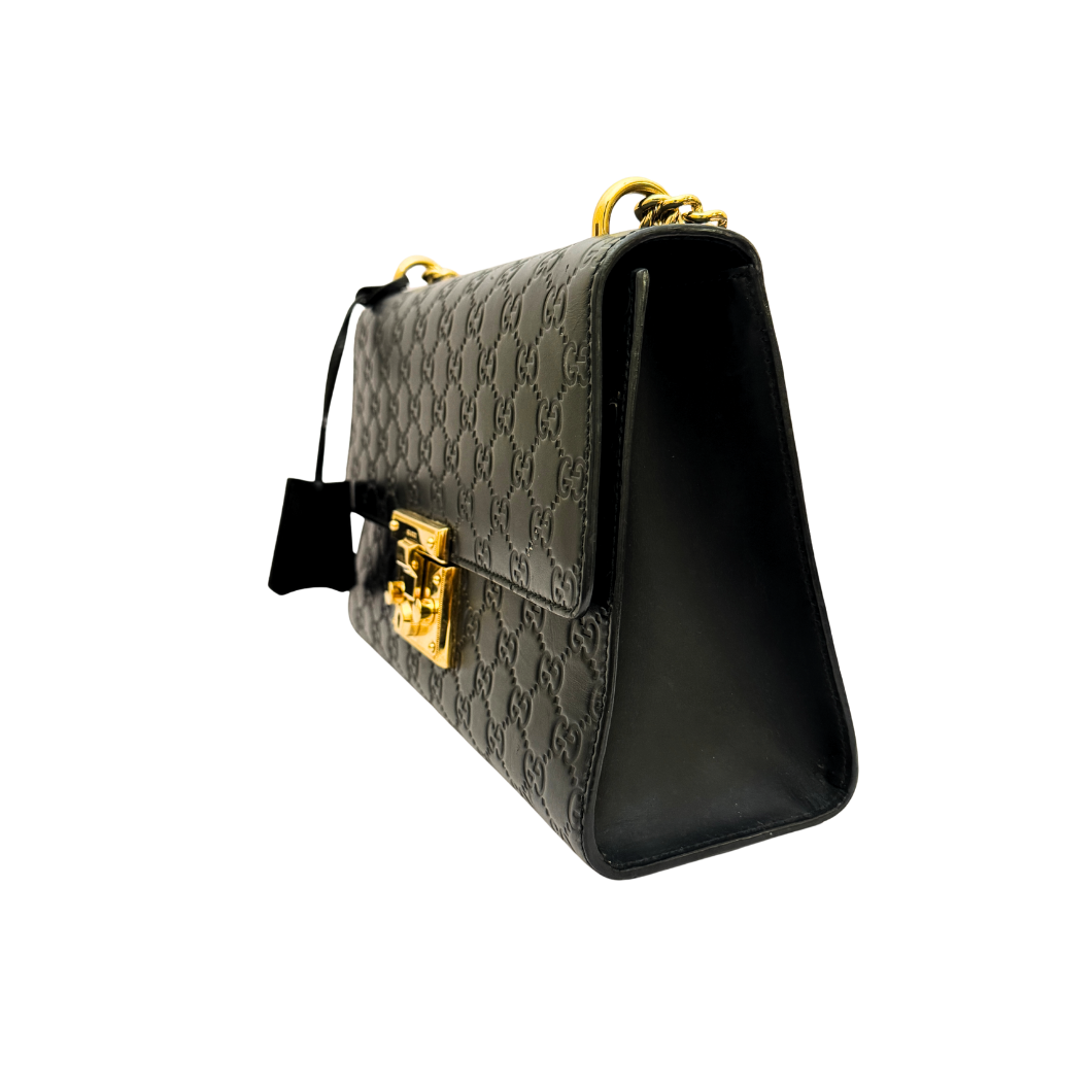 Gucci Padlock Large Shoulder Bag in Black Guccissima Leather