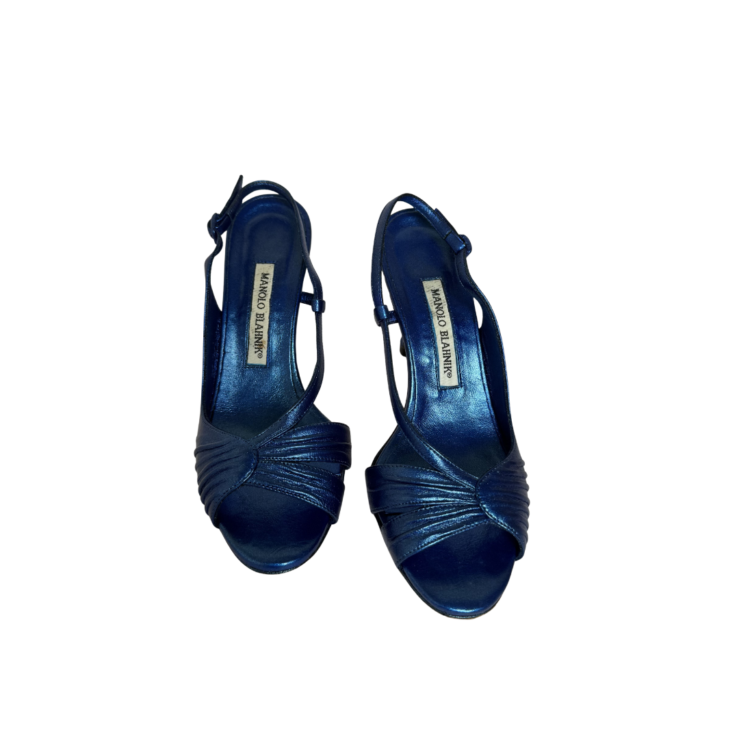 Manolo Blahnik Vierasan Pleated Crossover Strap Sandals
