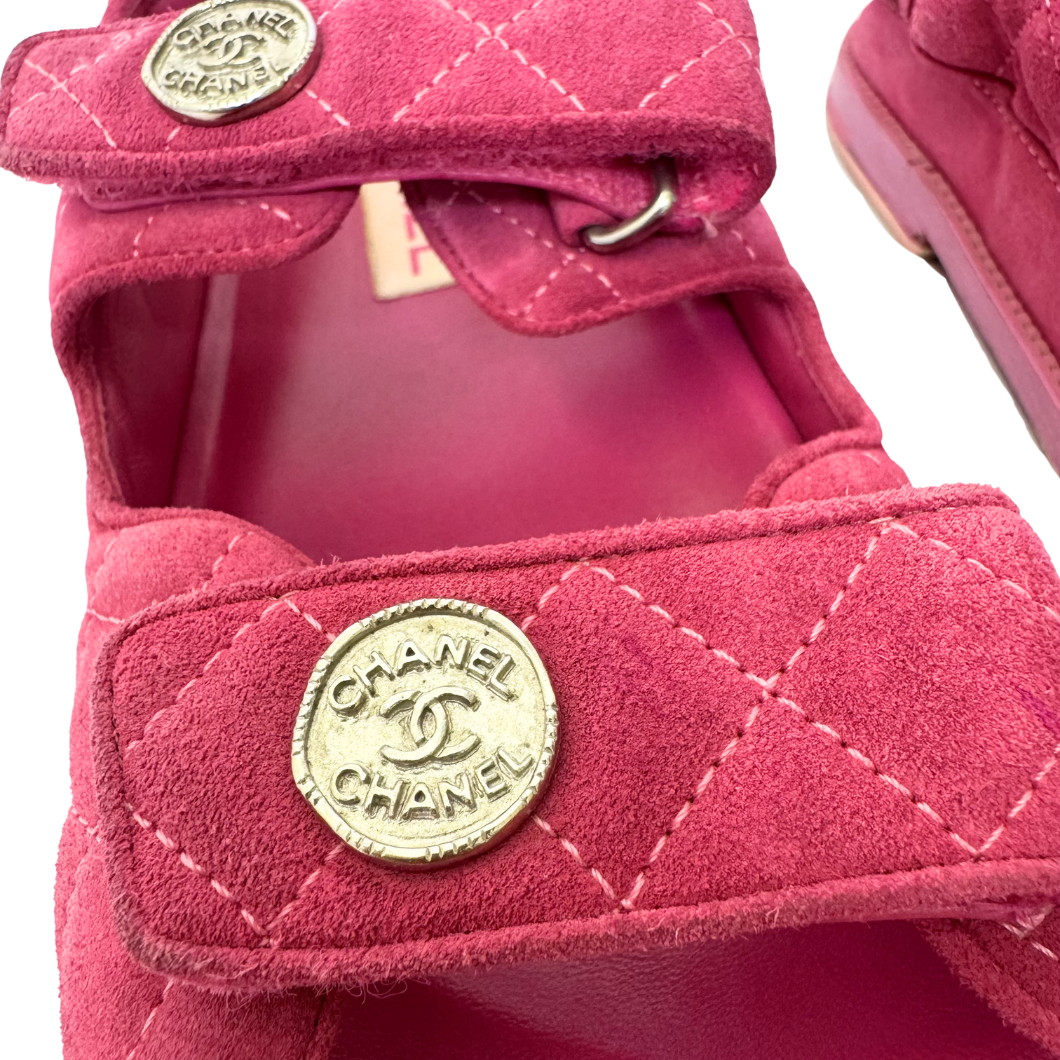 Chanel No. 5 Gate Interlocking CC Logo Flat Sandals - Size 39