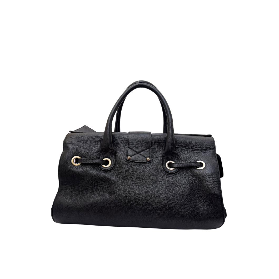 Jimmy Choo Rosalie Satchel in Black Grained Leather