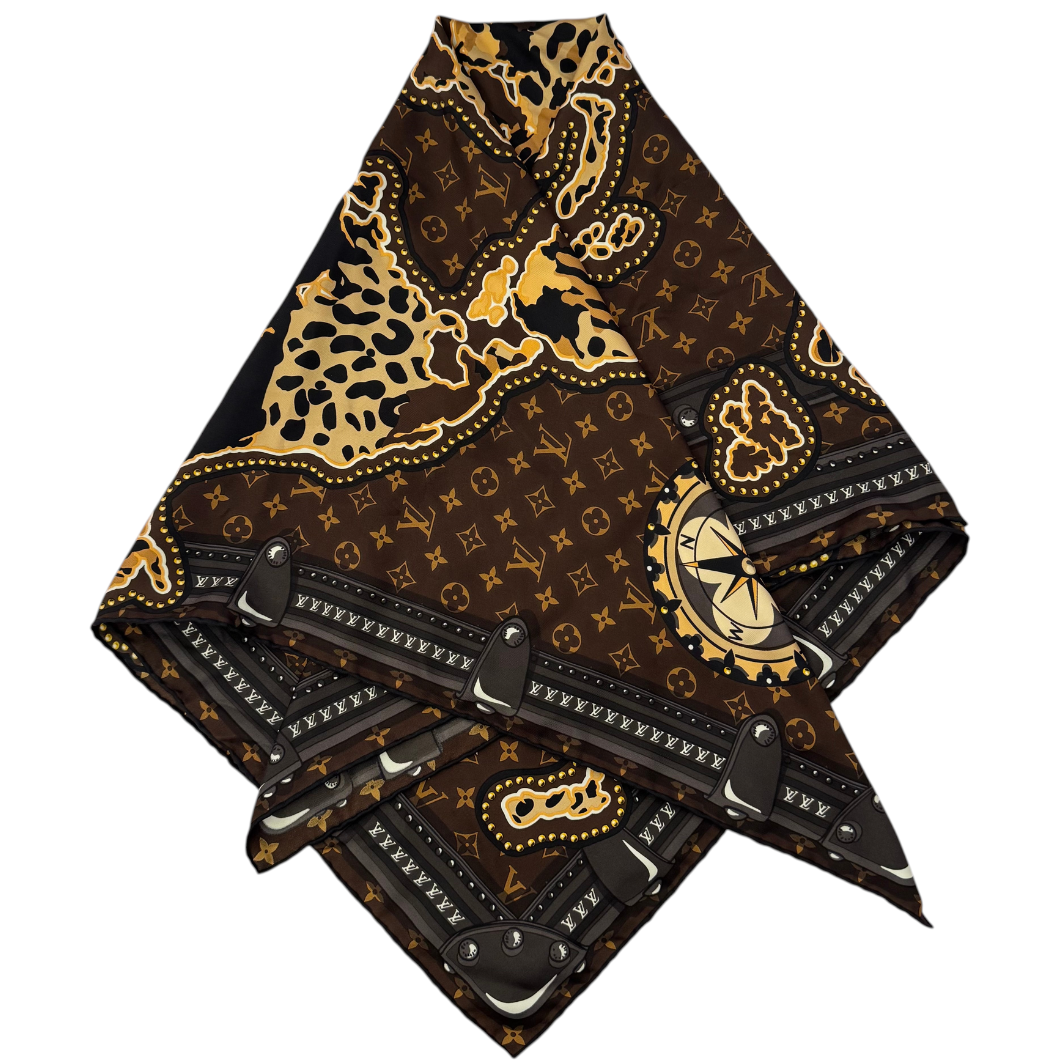 Louis Vuitton Silk Square Scarf with Monogram Print
