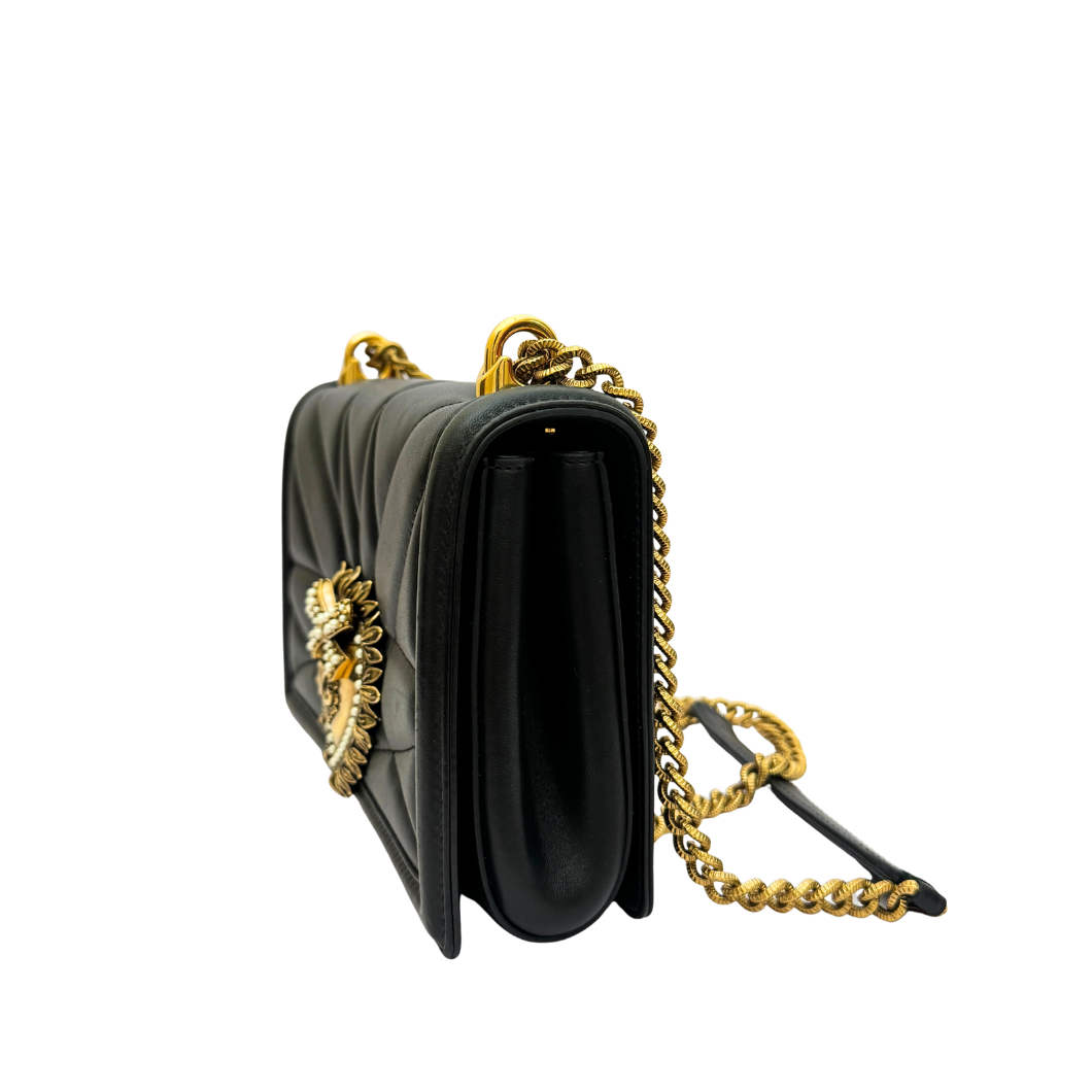 Dolce & Gabbana Devotion Bag in Black Quilted Leather