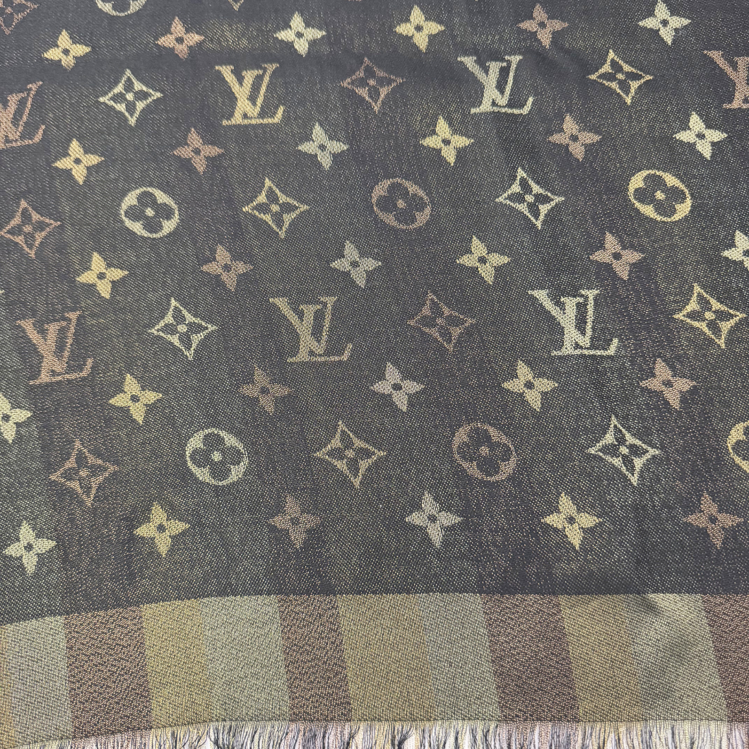 Louis Vuitton So Shine Monogram Scarf in Beige and Brown