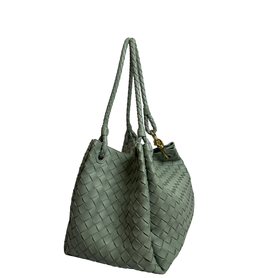 Bottega Veneta Parachute Bag in Sage Leather