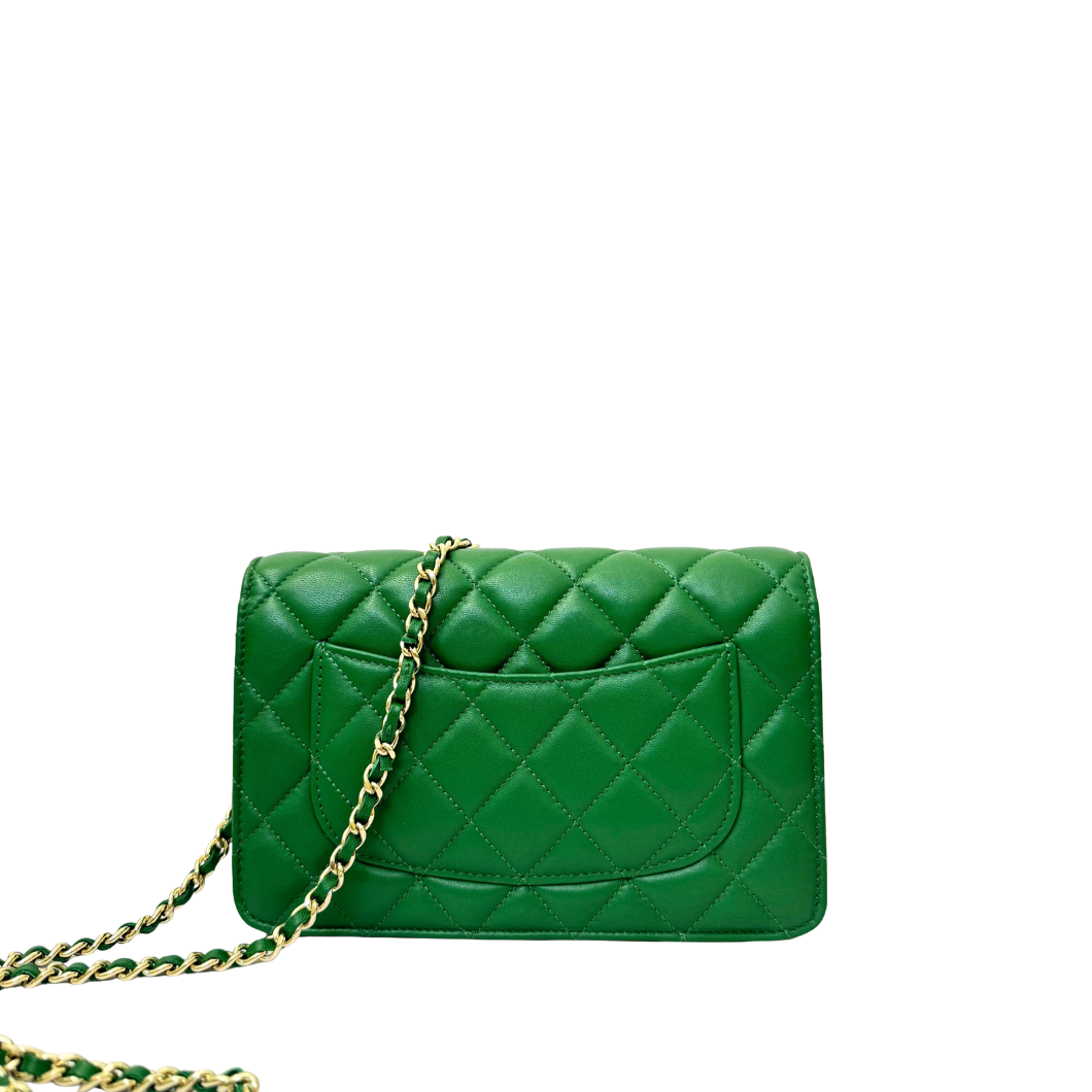 Chanel Wallet on Chain in Green Quilted Leather