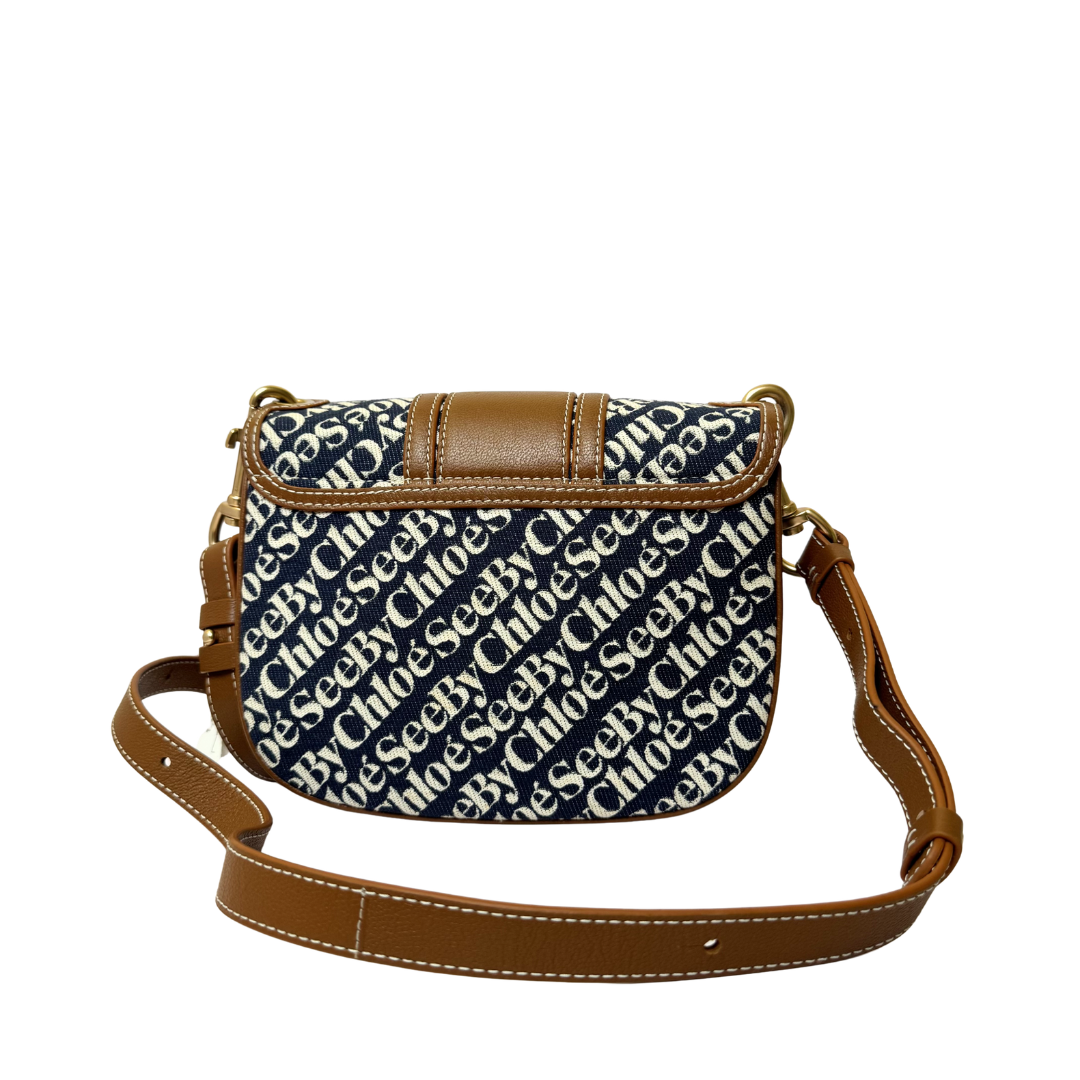 See by Chloé Hana Bag in Navy Monogram Canvas