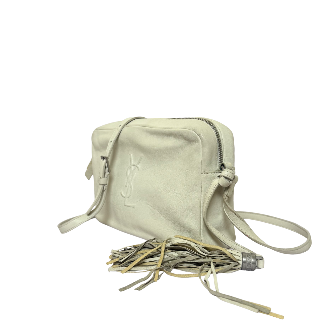 Saint Laurent Lou Camera Bag in White Leather