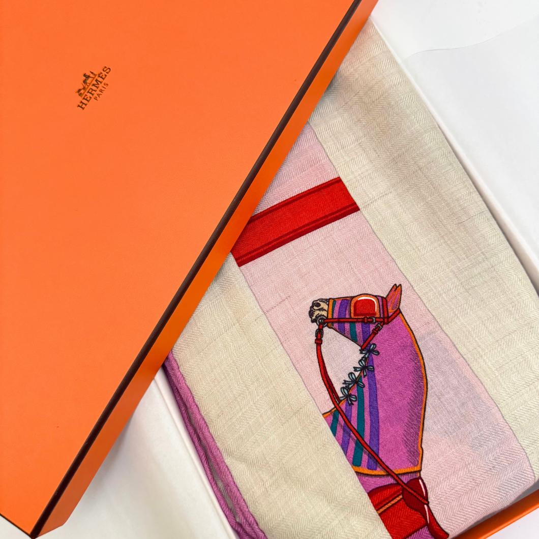 Hermès Carré Jean 140 Cashmere and Silk Shawl in Beige