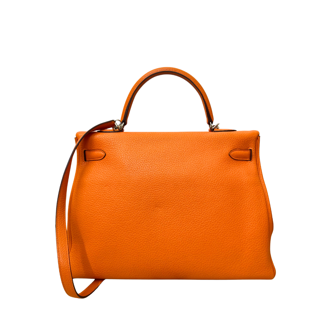 Hermès Kelly 35 Retourné in Orange Clemence Leather