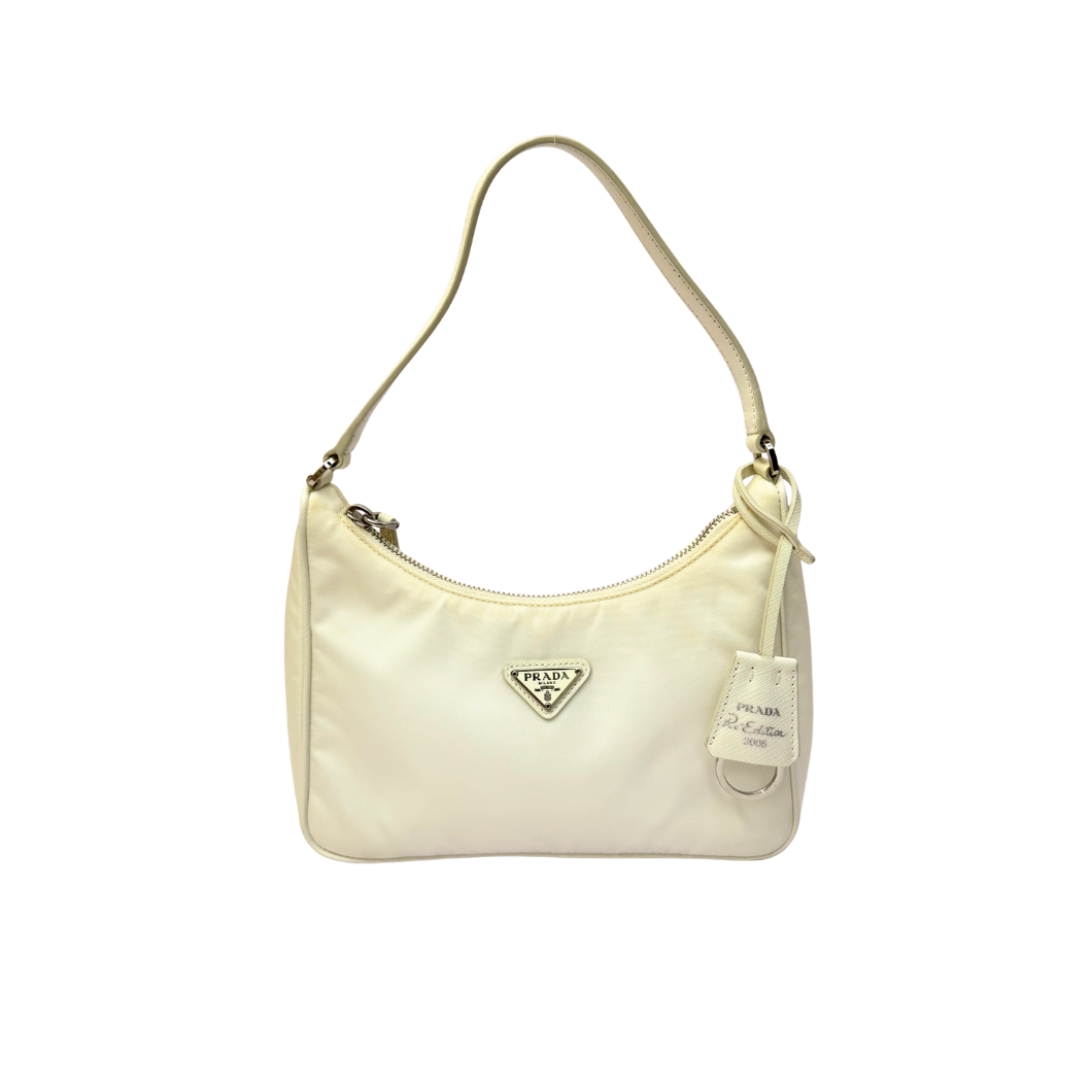 Prada Re-Edition 2005 Mini Hobo Bag in White Re-Nylon