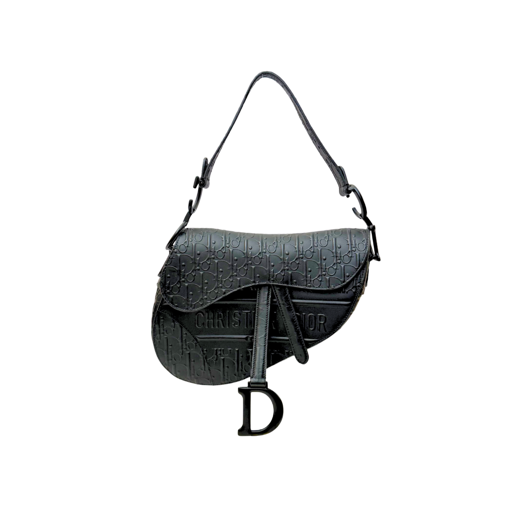 Dior Saddle Bag in Black Oblique Embossed Calfskin