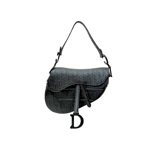 Dior Saddle Bag in Black Oblique Embossed Calfskin