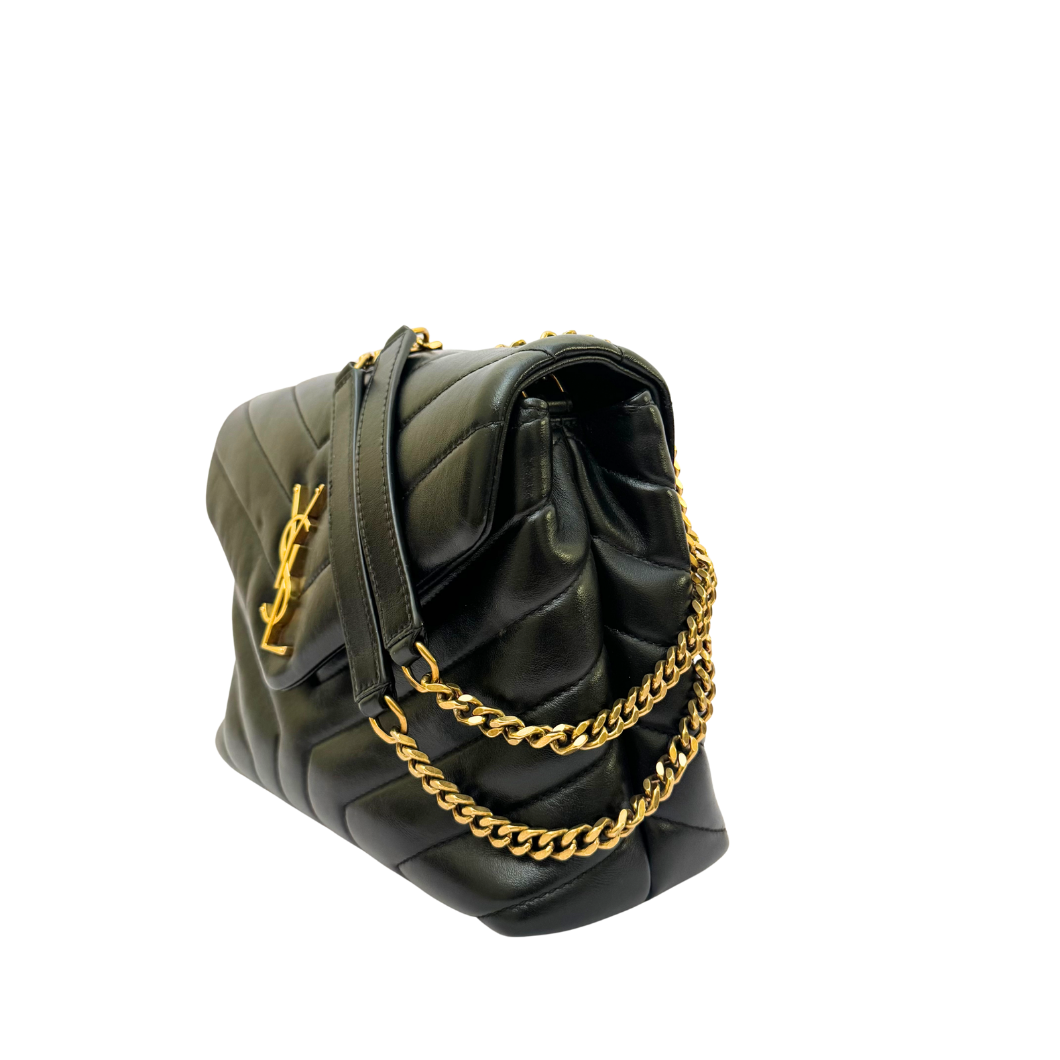 Saint Laurent Small LouLou Bag in Black Quilted Leather