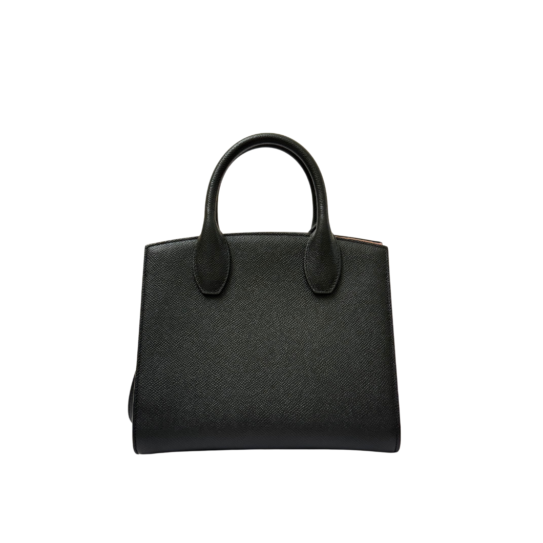 Salvatore Ferragamo Studio Box Mini Tote in Black Leather