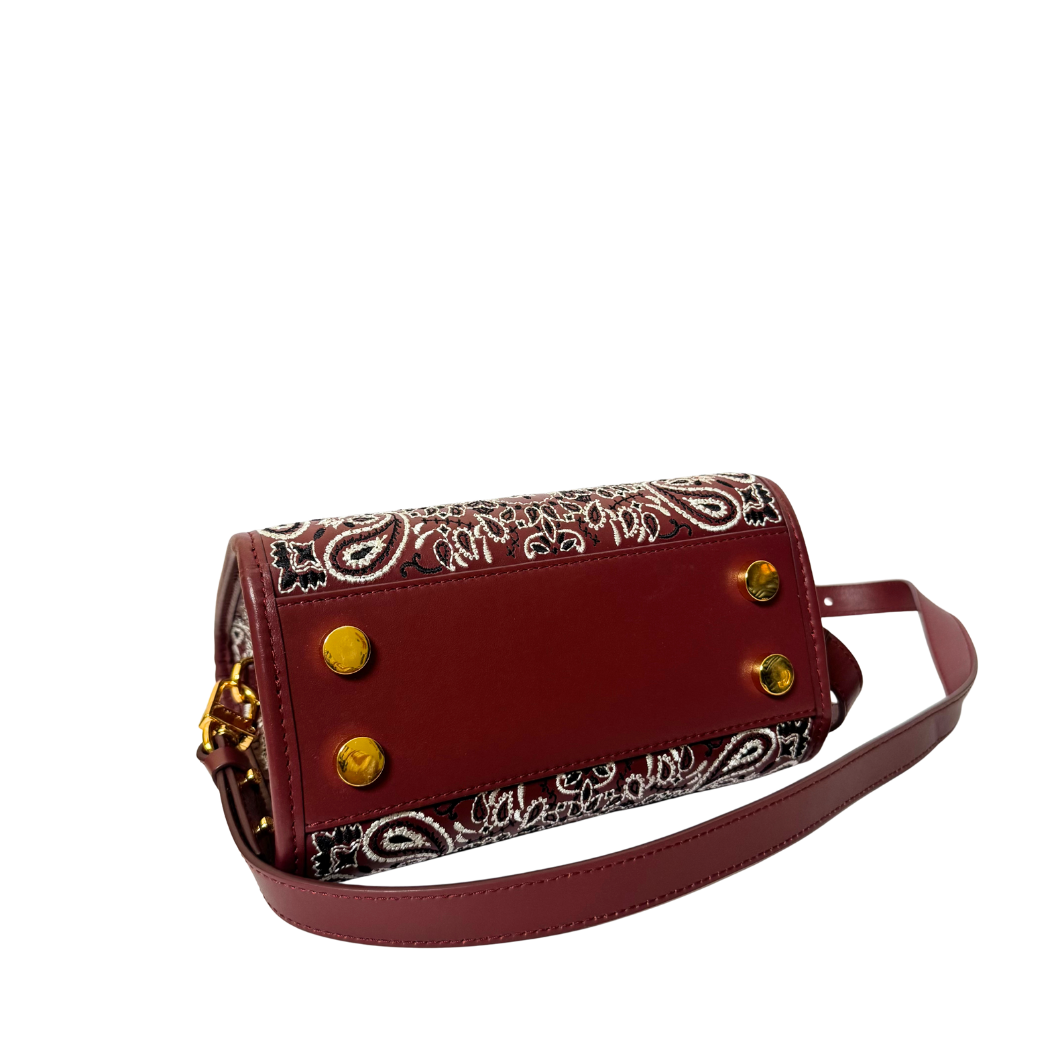 Amiri Bandana Top Handle Bag in Burgundy Leather