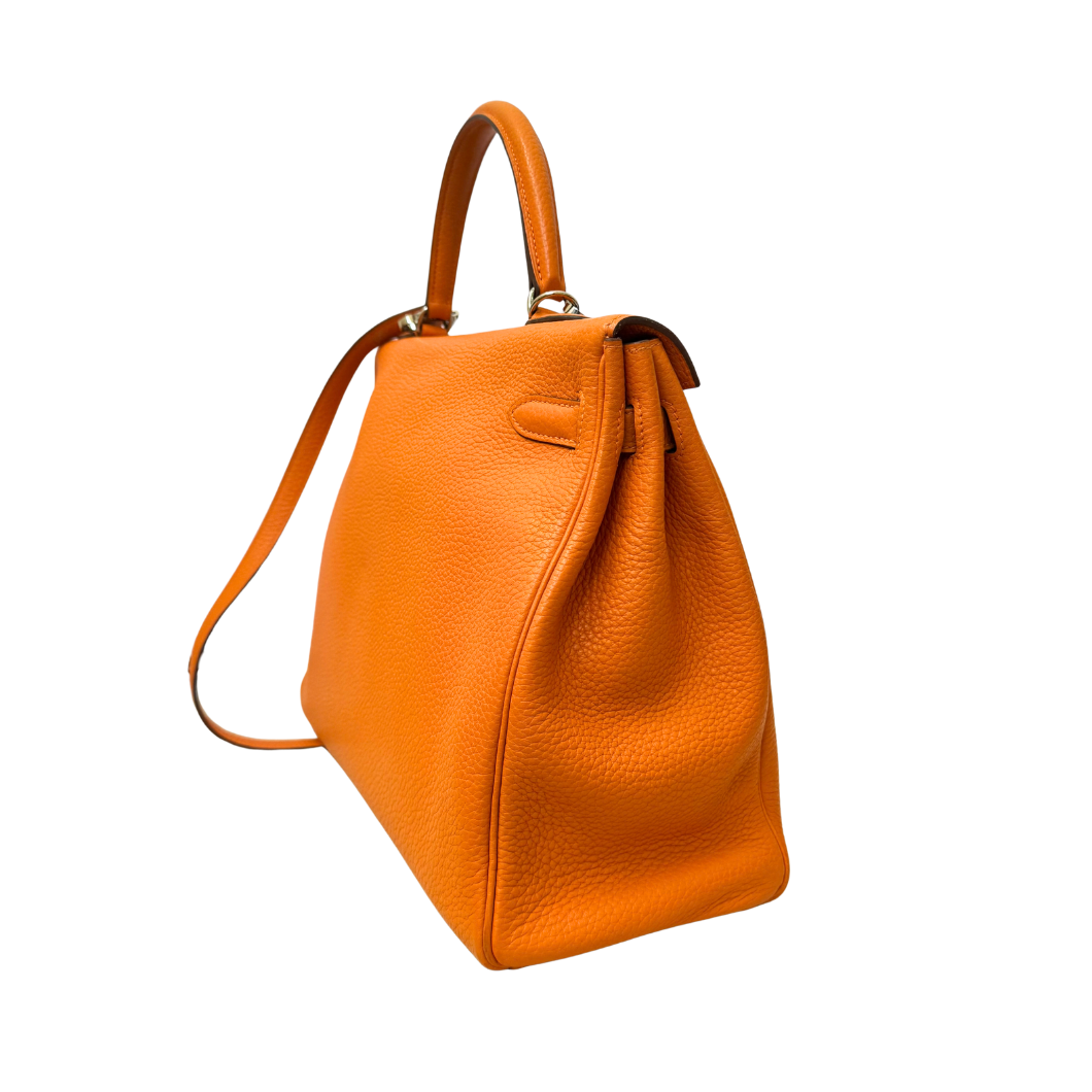 Hermès Kelly 35 Retourné in Orange Clemence Leather