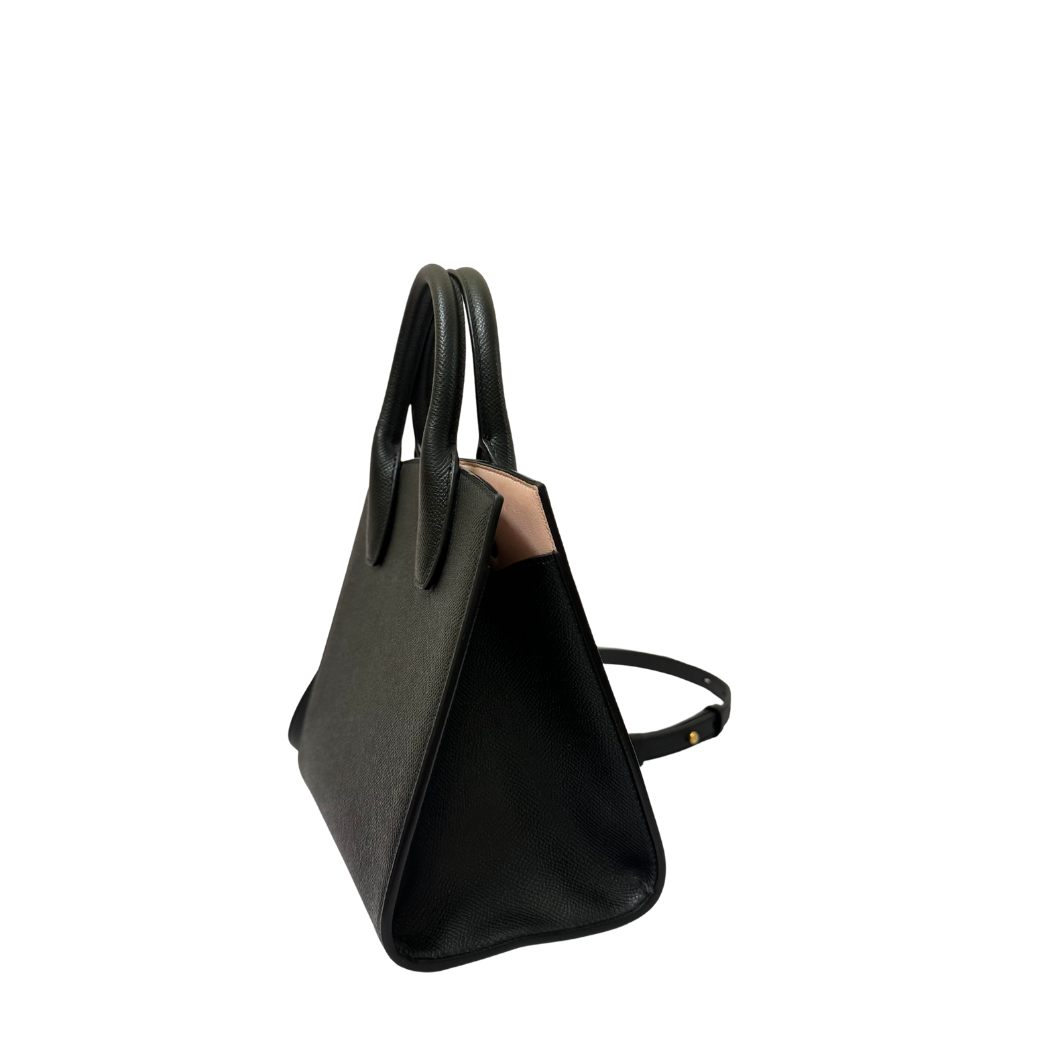 Salvatore Ferragamo Studio Box Mini Tote in Black Leather