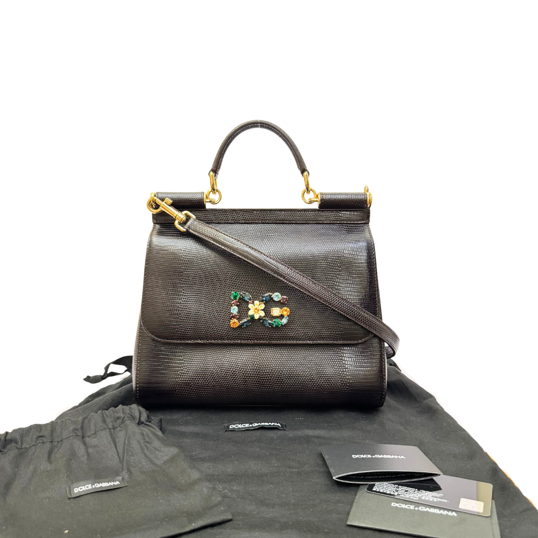 Dolce & Gabbana Sicily Handbag in Brown Leather