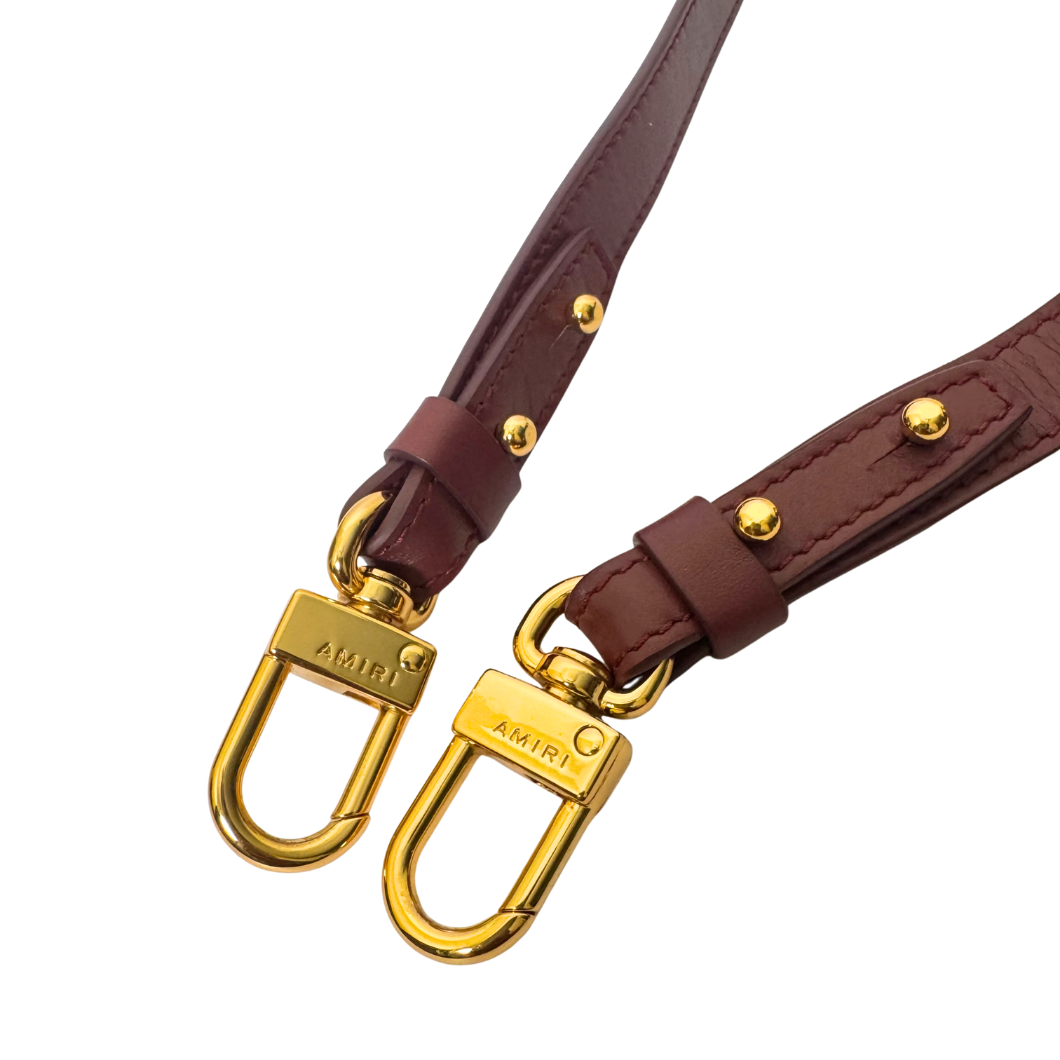 Amiri Bandana Top Handle Bag in Burgundy Leather
