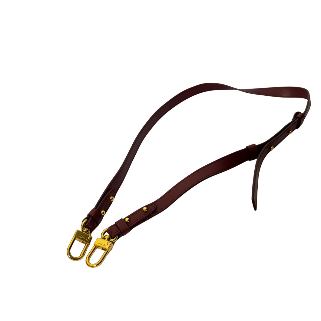 Amiri Bandana Top Handle Bag in Burgundy Leather