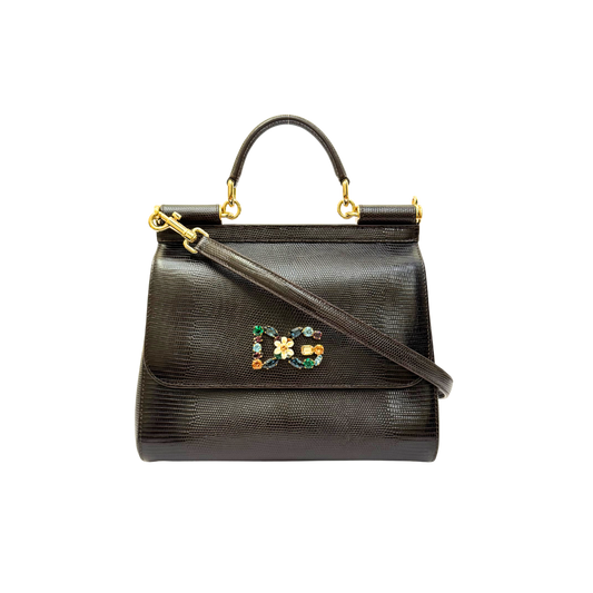Dolce & Gabbana Sicily Handbag in Brown Leather