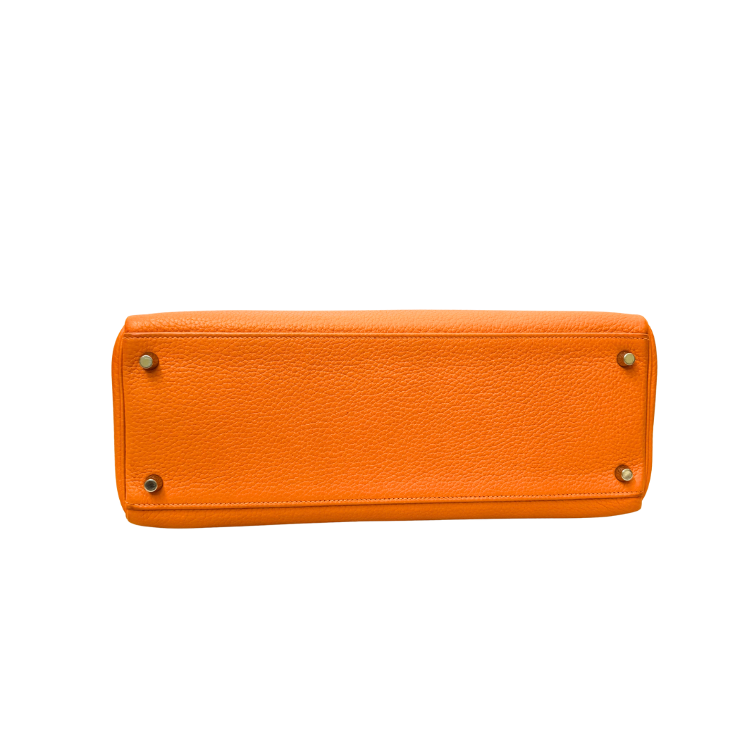 Hermès Kelly 35 Retourné in Orange Clemence Leather