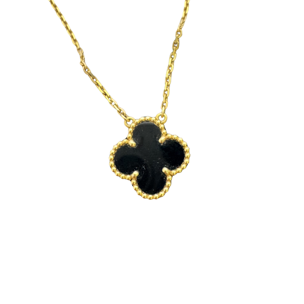 Van Cleef & Arpels Onyx Pendant Necklace in Yellow Gold