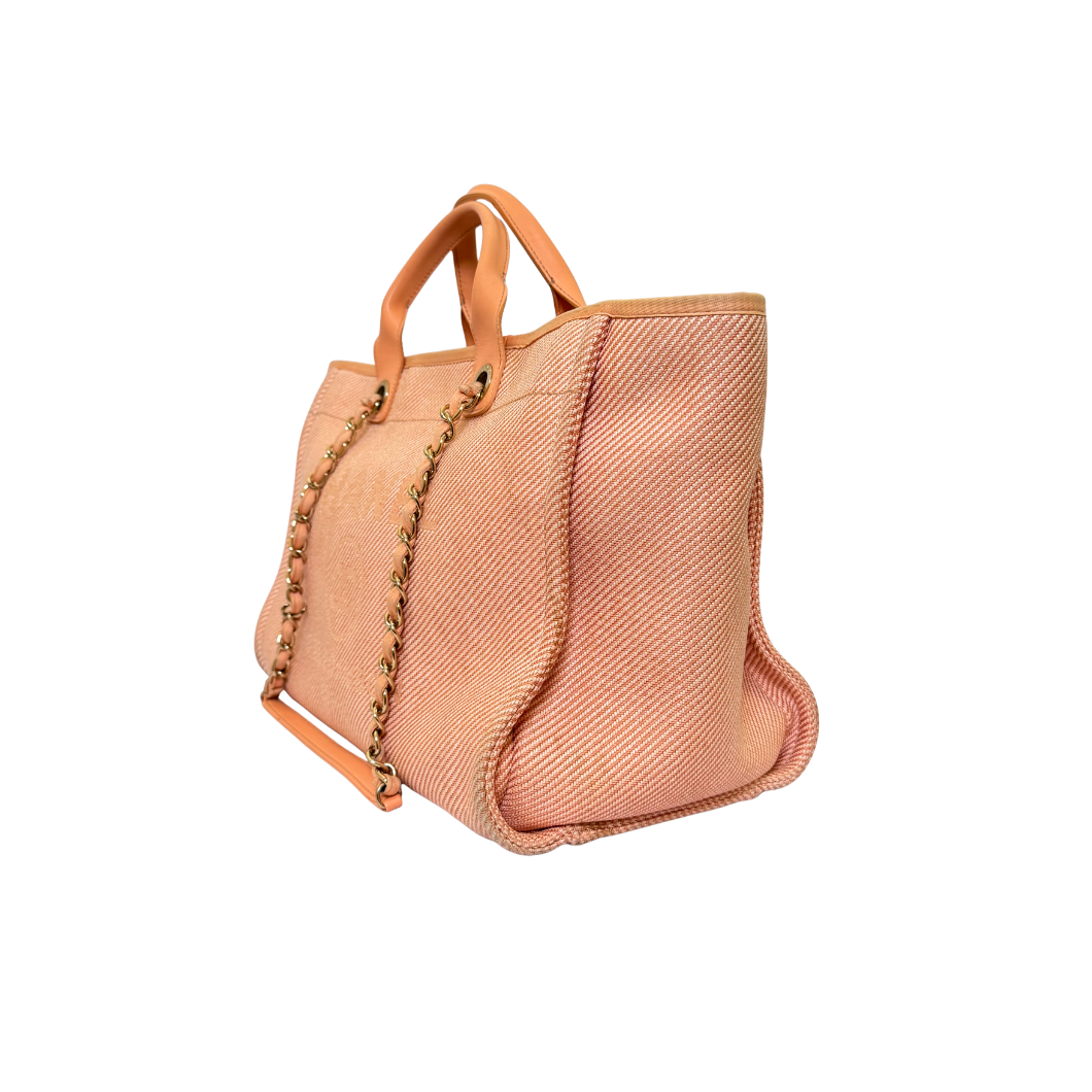 Chanel Deauville Large Tote in Peach Canvas