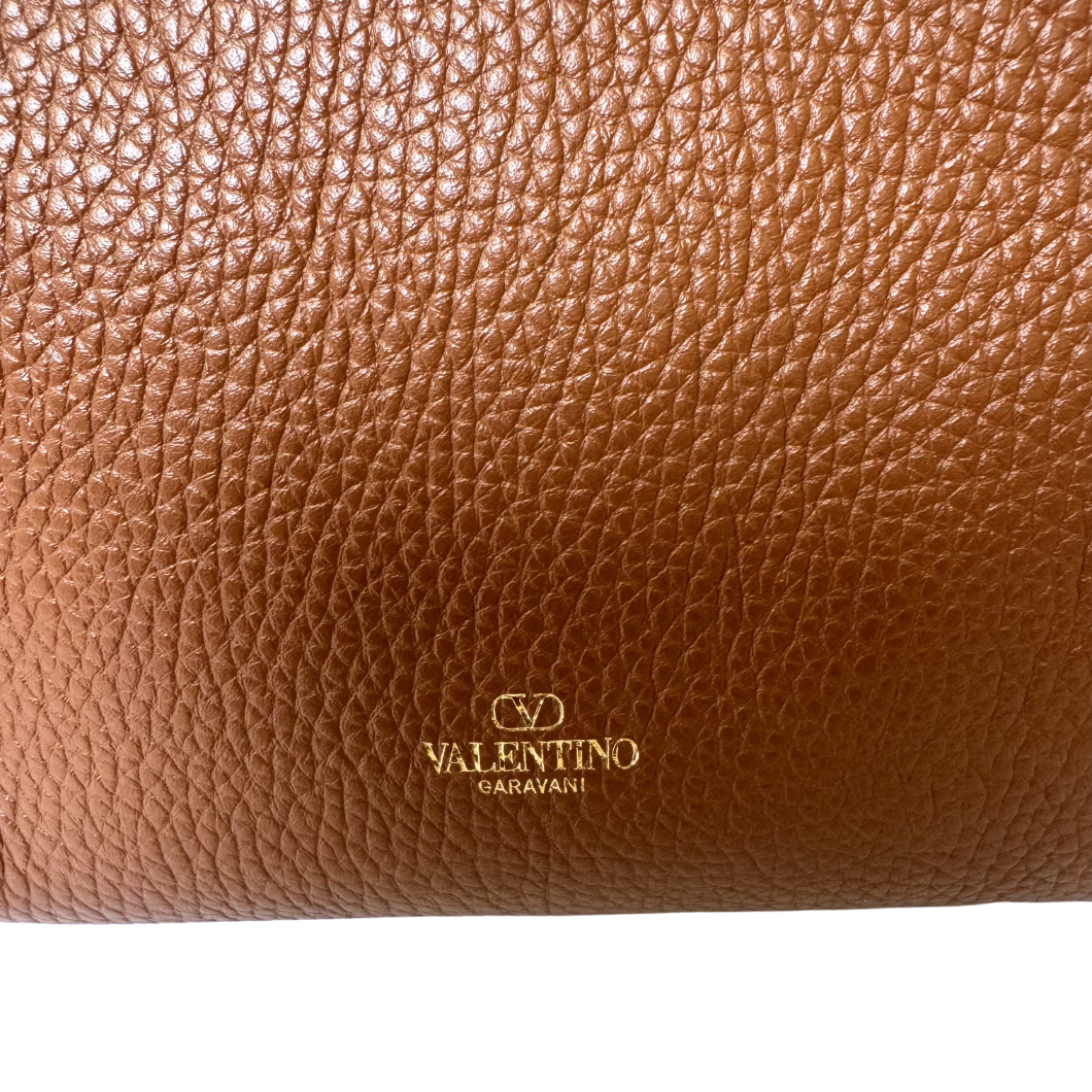 Valentino Garavani Rockstud Hobo Bag in Brown Leather