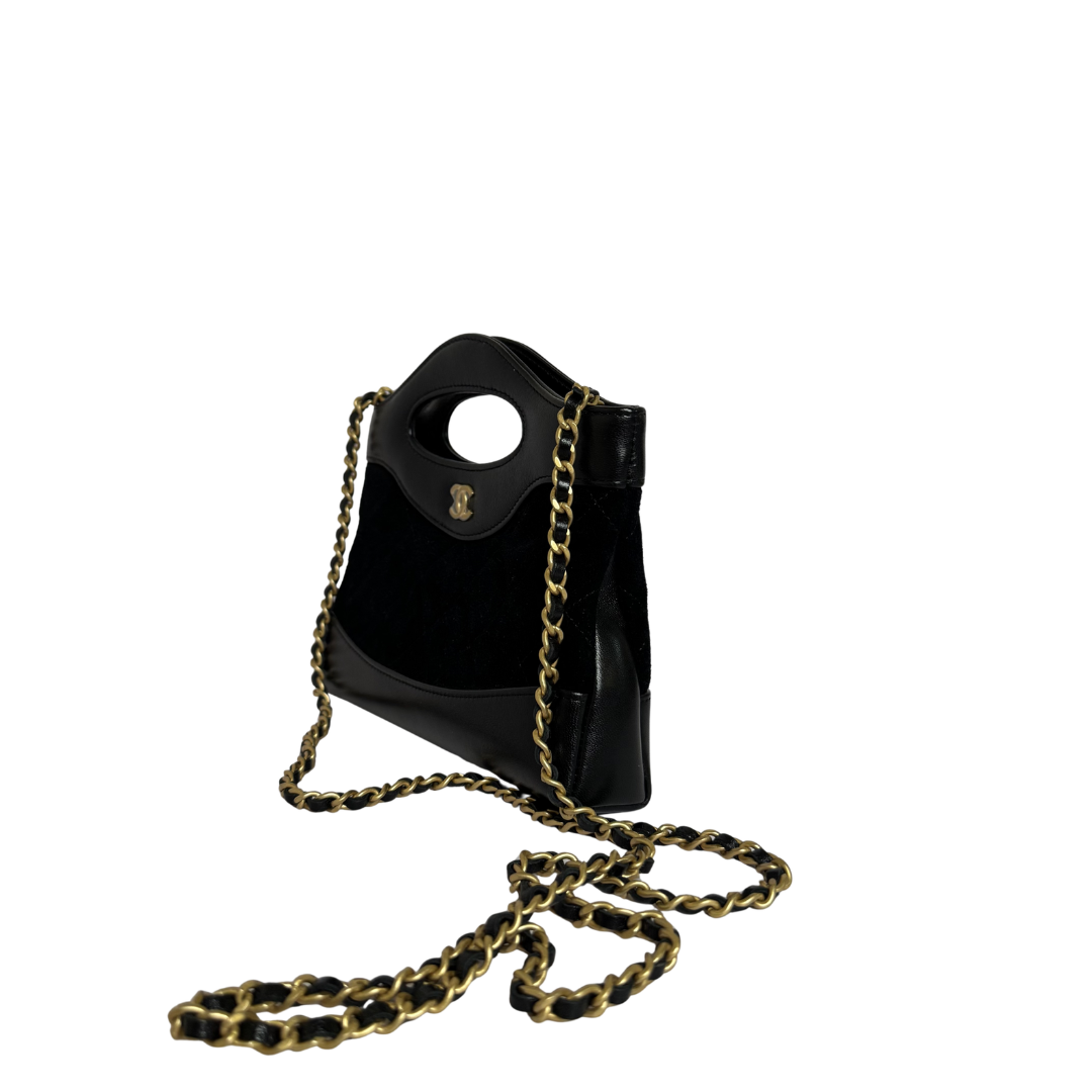 Chanel 31 Mini Shopping Bag in Black Velvet and Lambskin