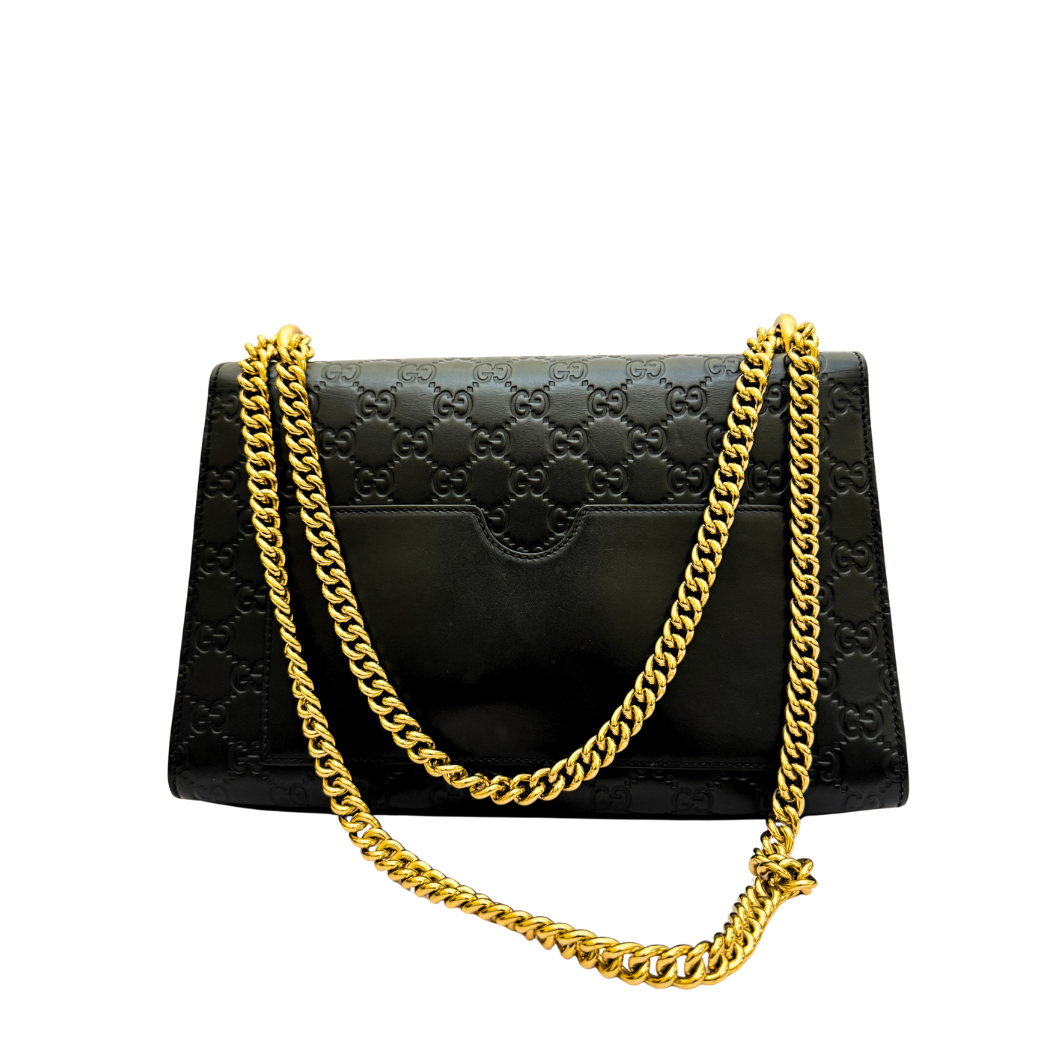 Gucci Padlock Large Shoulder Bag in Black Guccissima Leather