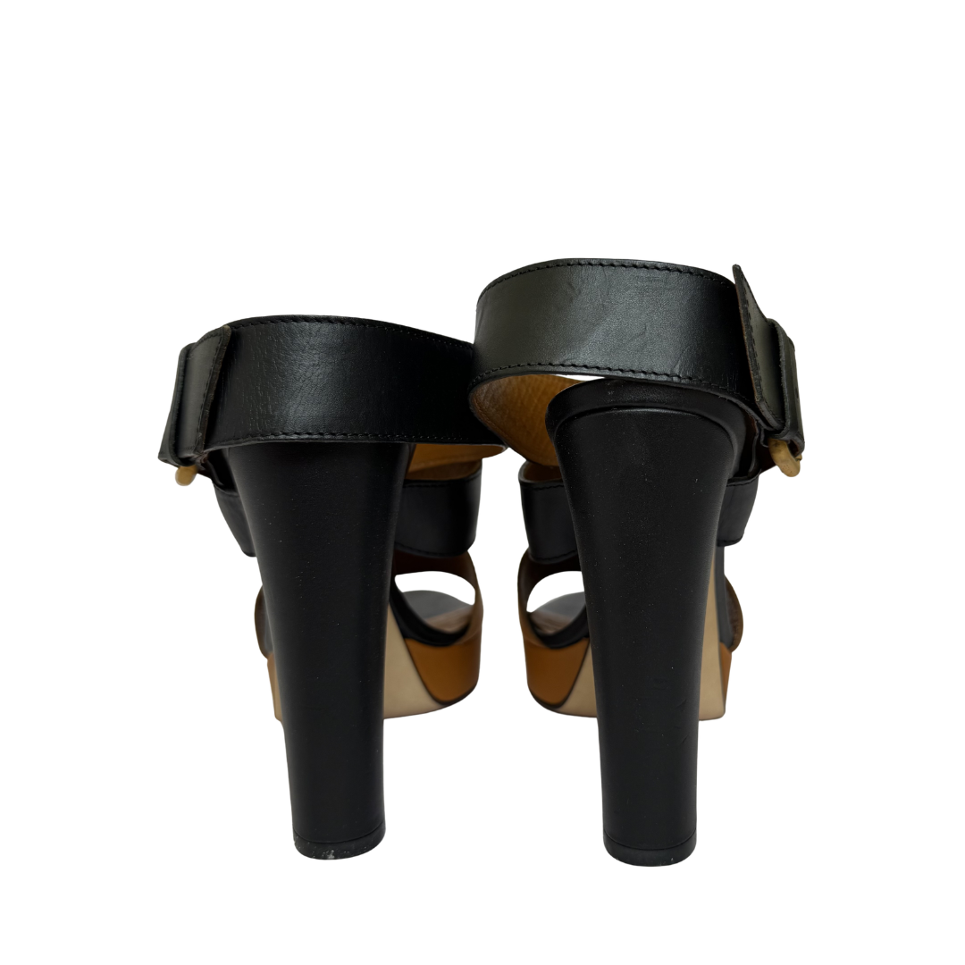 Fendi Black & Honey Colorblock Kansas Sandals - Size 37