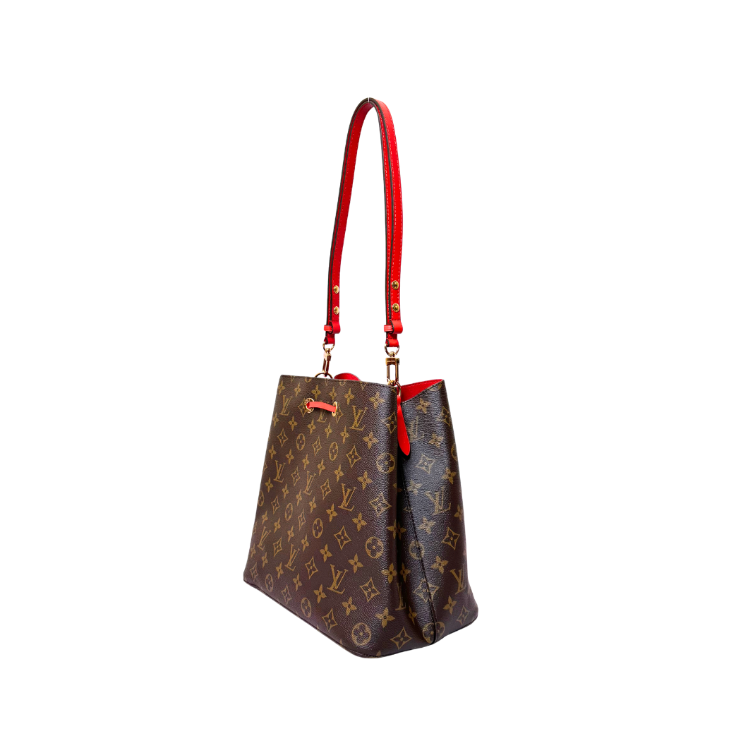 Louis Vuitton NéoNoé Bucket Bag in Monogram with Red