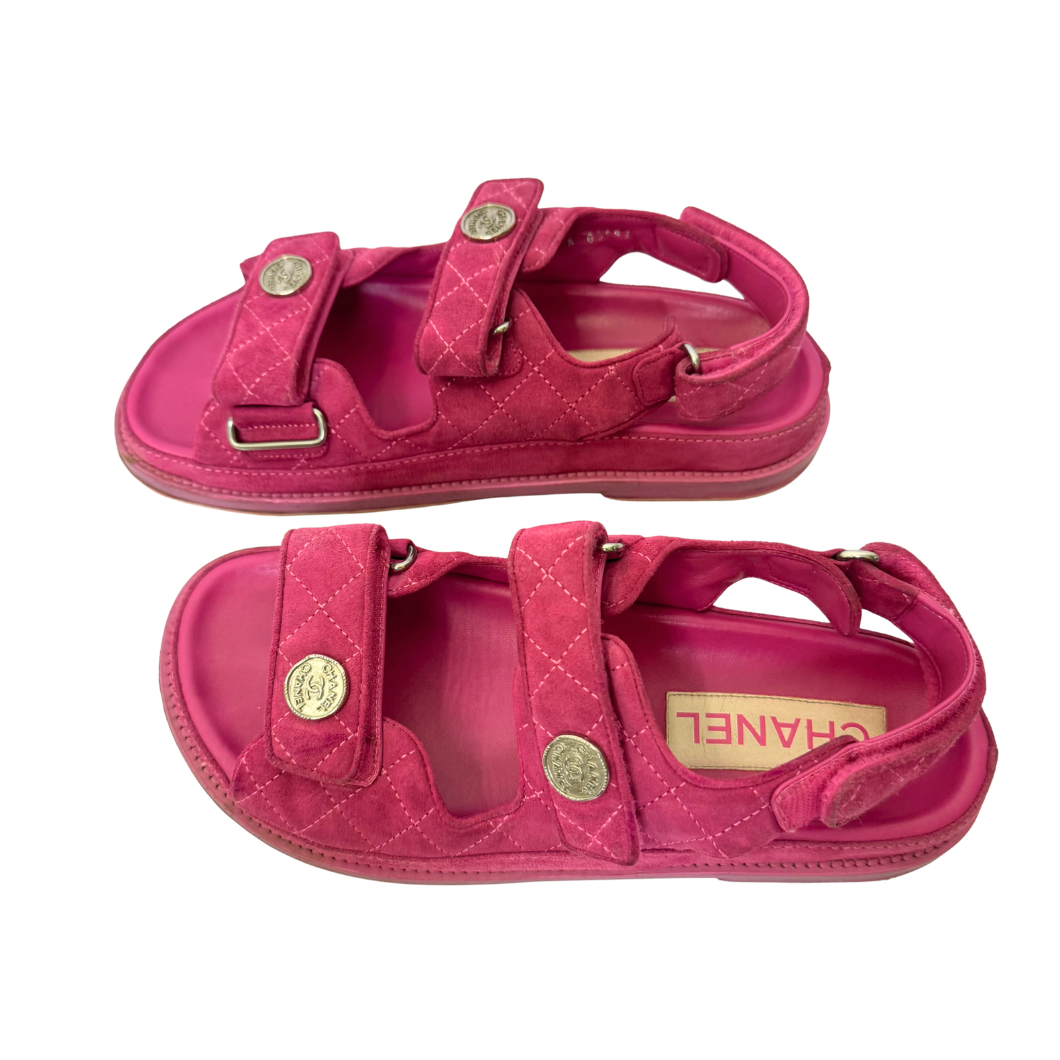 Chanel No. 5 Gate Interlocking CC Logo Flat Sandals - Size 39