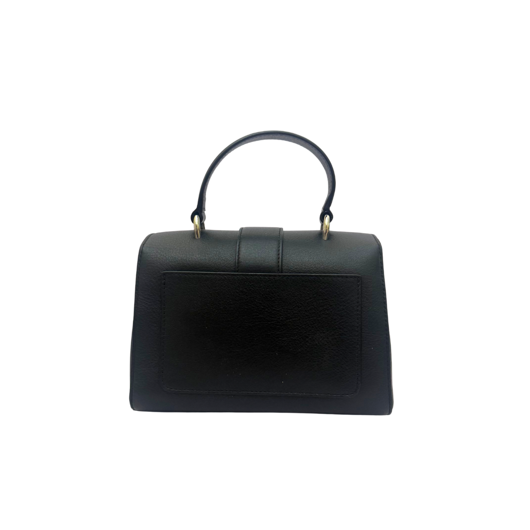 Jimmy Choo Cheri Top Handle Bag in Black Leather with Crystal Buckle