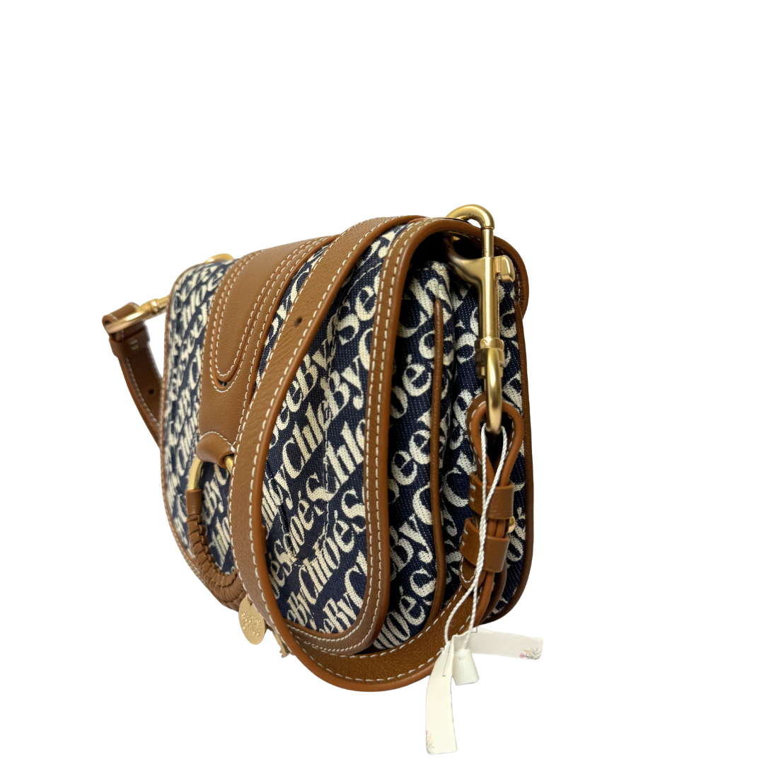 See by Chloé Hana Bag in Navy Monogram Canvas