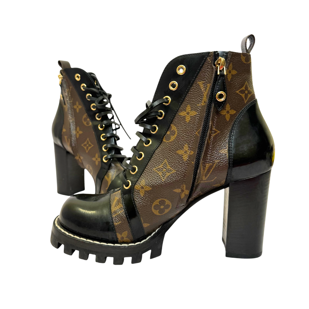 Louis Vuitton Star Trail Ankle Boots in Black Calfskin, Size 39