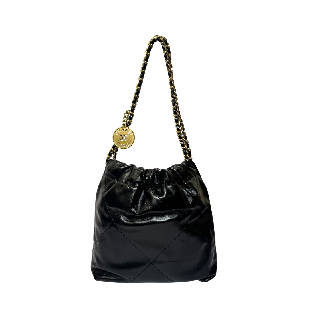 Chanel 22 Mini Bag in Black Calfskin Leather