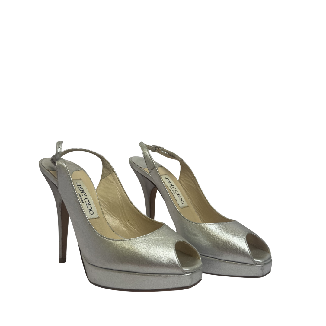 Jimmy Choo Metallic Slingbacks - Size 37