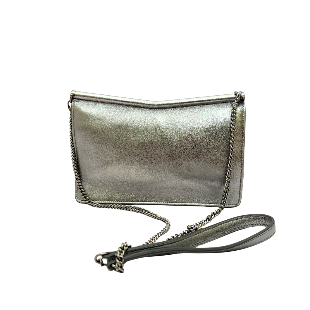 Jimmy Choo Sidney Crossbody Bag in Metallic Leather with CHOO Logo