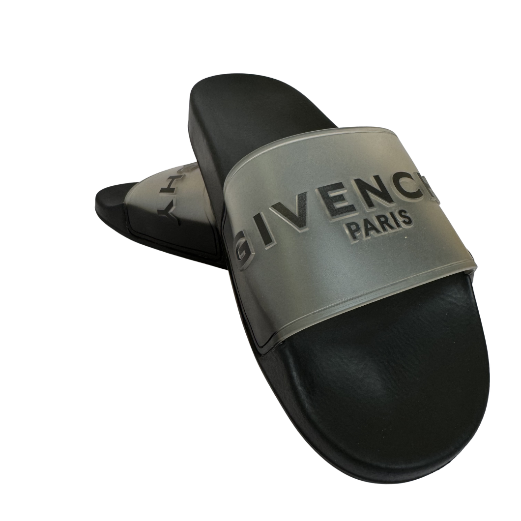 Givenchy Paris Logo Rubber Slides in Black – Size 41