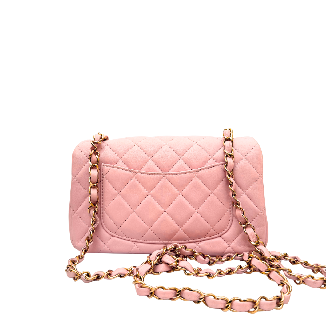 Chanel 21P Rose Dragée Mini Rectangular Flap Bag