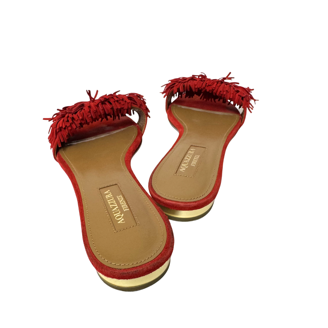 Aquazzura Wild Thing Red Suede Slides — Size 36.5