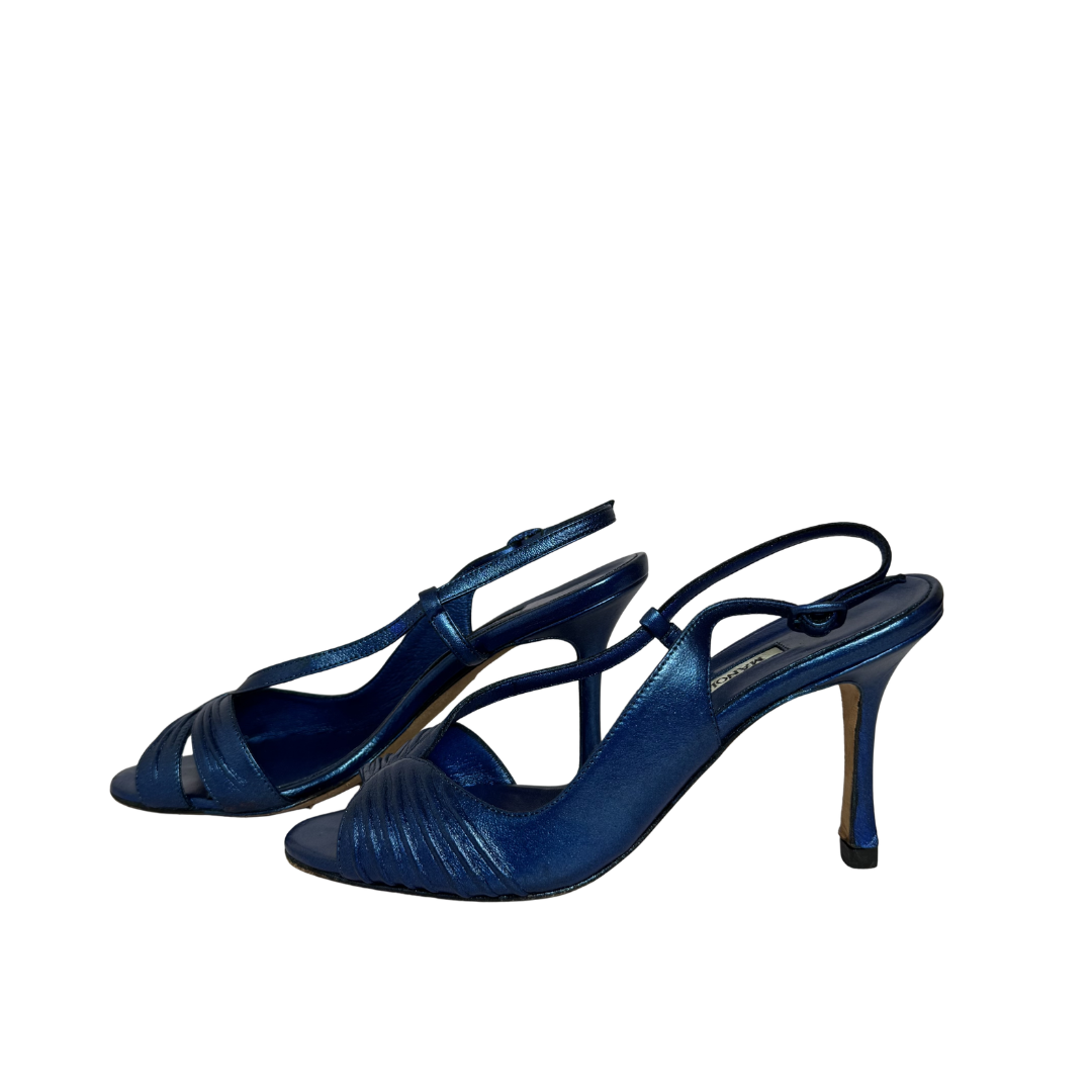 Manolo Blahnik Vierasan Pleated Crossover Strap Sandals